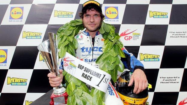 Guy Martin won the Ulster Grand Prix main Superbike race