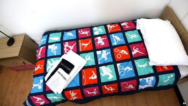 A bed in the athletes' village