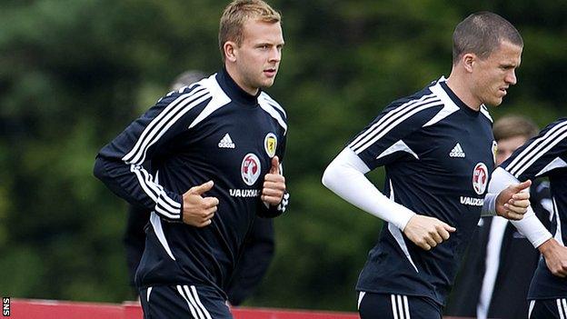 Jordan Rhodes trains with Scotland