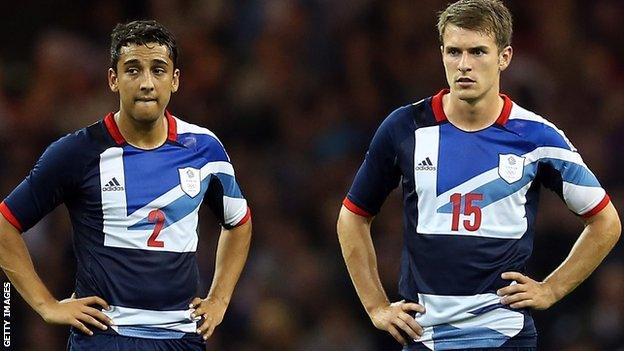 Wales' Neil Taylor and Aaron Ramsey at the Olympics