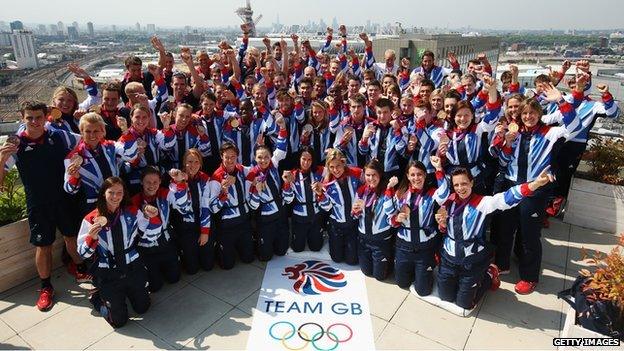 Medallists at Team GB house in London, 12 August, 2012