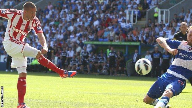 Michael Kightly scores for Stoke against Reading on his debut