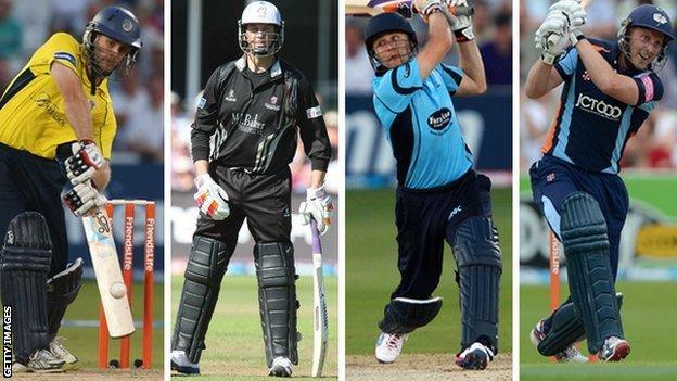 Simon Katich, Marcus Trescothick, Luke Wright and Andrew Gale