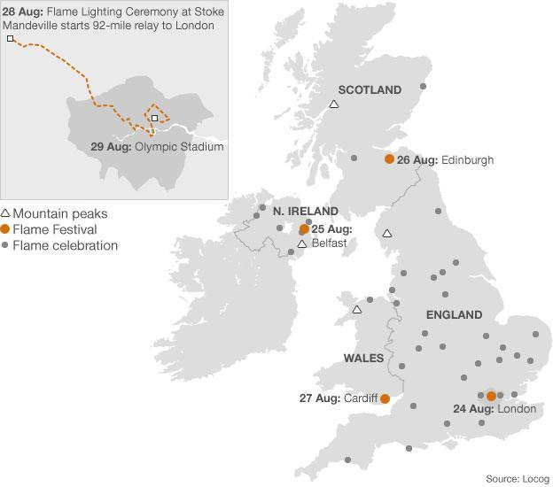 Paralympic torch relay route