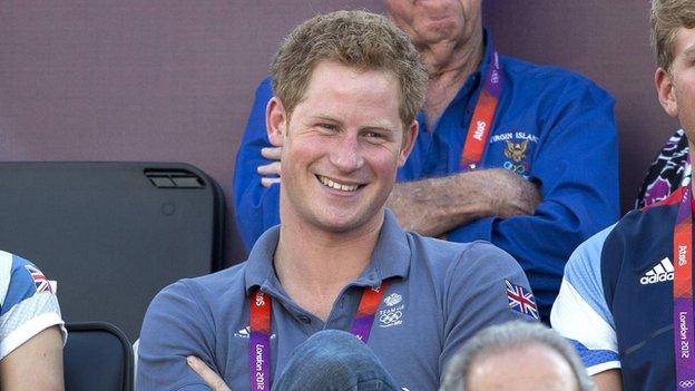 Prince Harry watching the Olympics beach volleyball