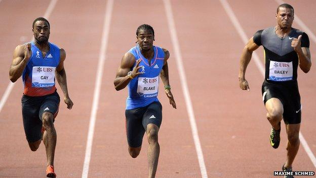 Yohan Blake steels attention from Usain Bolt in 100m
