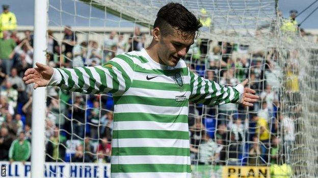 Tony Watt celebrates after scoring at Caledonian Stadium