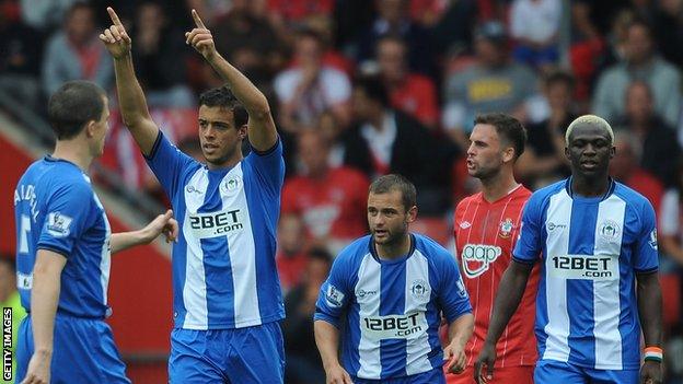 Franco di Santo's celebrates scoring the opening goal