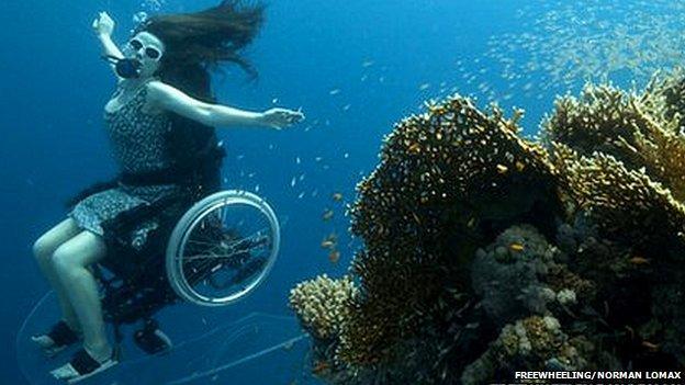 Self-propelled underwater wheelchair