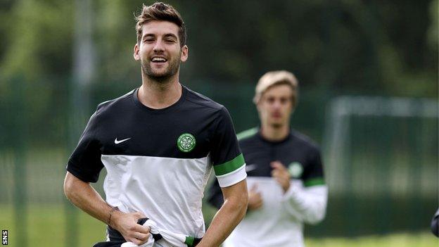 Mulgrew looks happy during training ahead of Wednesday's tie