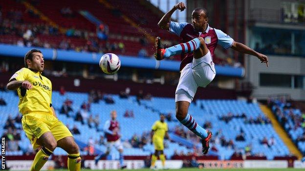 Aston Villa's Fabian Delph [r]