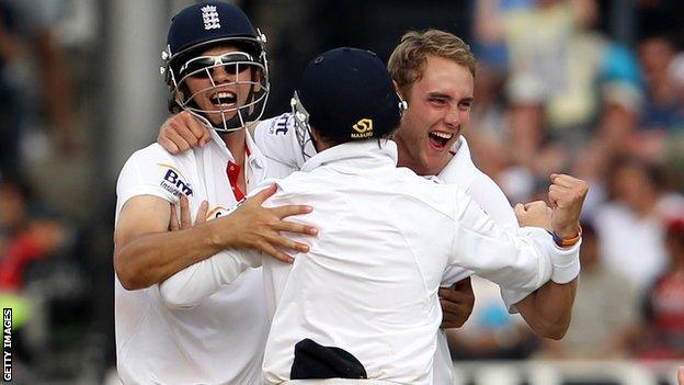 Alastair Cook, Stuart Broad and Matt Prior