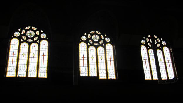 Stained glass in Manchester Albert Hall