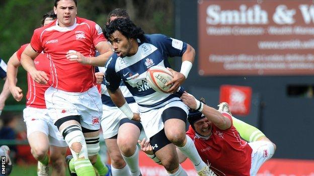 Bristol's Fautua Otto is tackled during the Championship play-offs