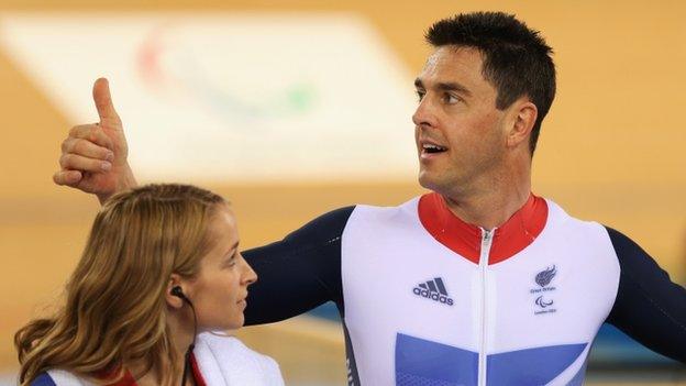 Cyclist Mark Colbourne with his physio Kirstin Henderson