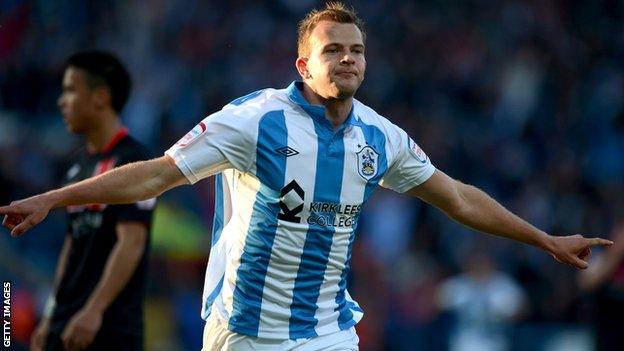 Jordan Rhodes in action for Huddersfield