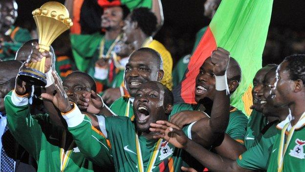 Zambia celebrate winning the 2012 Nations Cup