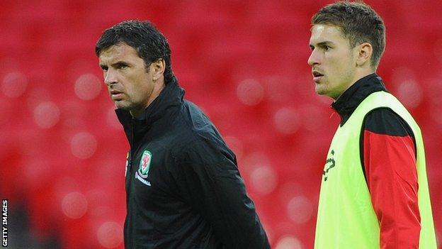 Gary Speed and Aaron Ramsey in September, 2011