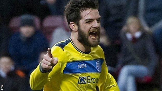 Cillian Sheridan celebrates after scoring for St Johnstone last season