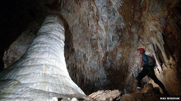 Hazel Barton in a cave