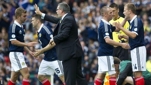 Scotland players with coach Craig Levein