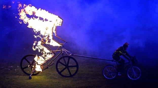 Burning cyclist