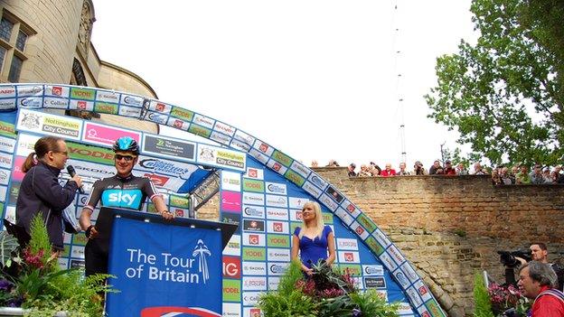 Bradley Wiggins near to Nottingham Castle