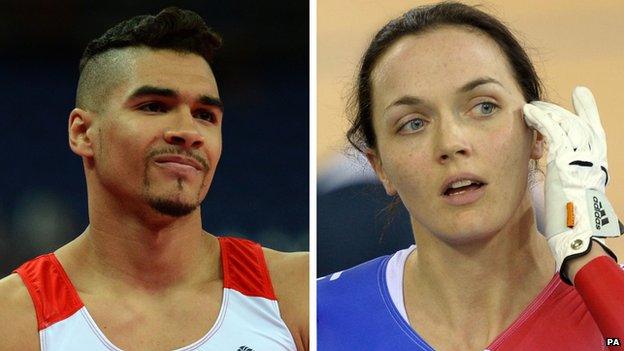 Split picture of Olympians Victoria Pendleton and Louis Smith