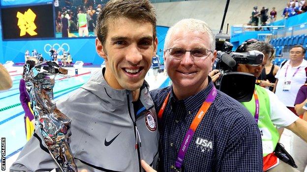 Bob Bowman [r] with Michael Phelps