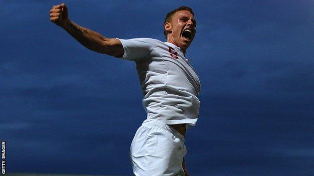 Connor Wickham celebrates scoring for England's Under-21 team