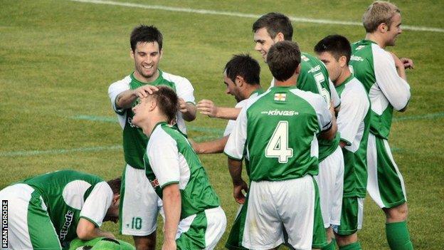 Guernsey FC celebrate Black's second half goal