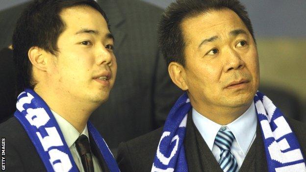 Leicester City vice-chairman Aiyawatt Raksriaksorn (left) and Vichai Raksriaksorn