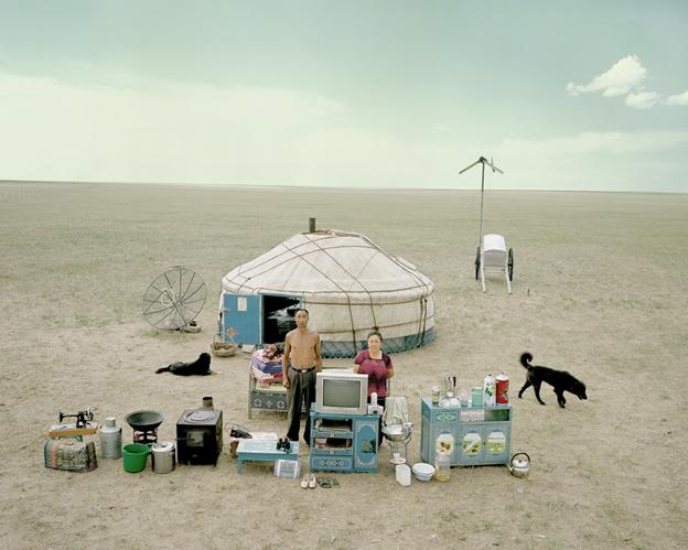 Chinese couple in desert