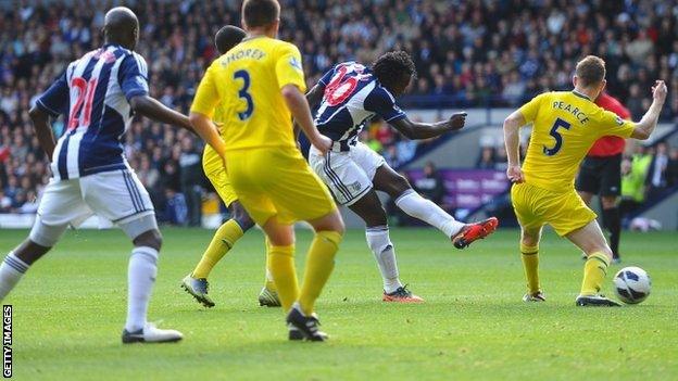 Romelu Lukaku scores for West Brom