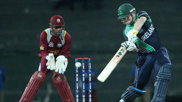 Paul Stirling scores a four for Ireland against the West Indies