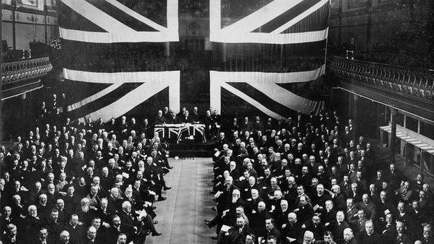 Ulster Unionists gather at the Ulster Hall, Belfast