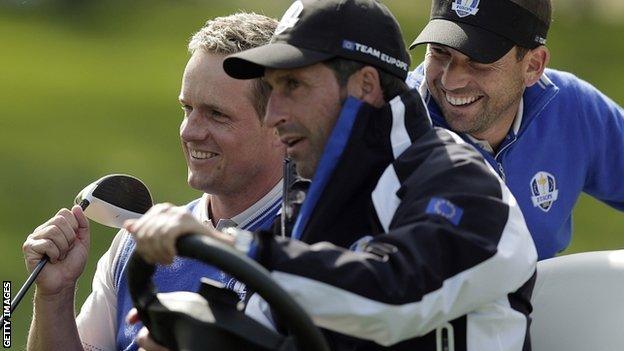 Luke Donald, Jose Maria Olazabal and Sergio Garcia