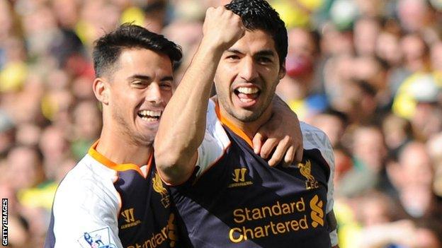 Suso (left) and Luis Suarez