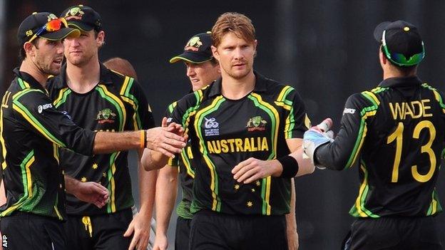 Shane Watson (centre) has been the star of Australia's success so far