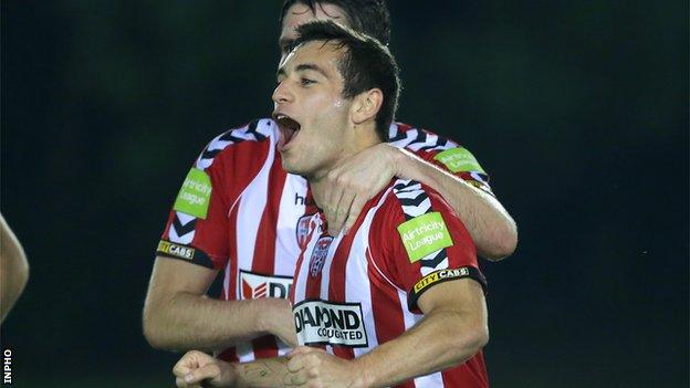 David McDaid scored for Derry City against Dundalk