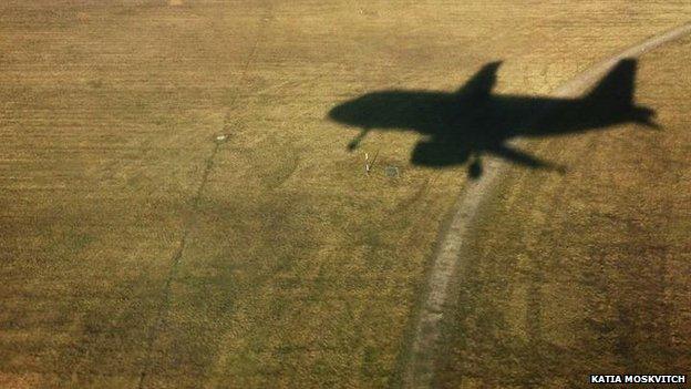 An airplane's shadow