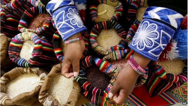 A variety of grains at the Mistura International Gastronomic Fair in Lima, Peru
