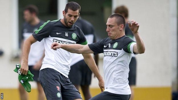 Celtic midfielders Joe Ledley and Scott Brown