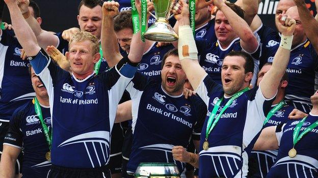 Leinster celebrate winning the 2011-2012 Heineken Cup