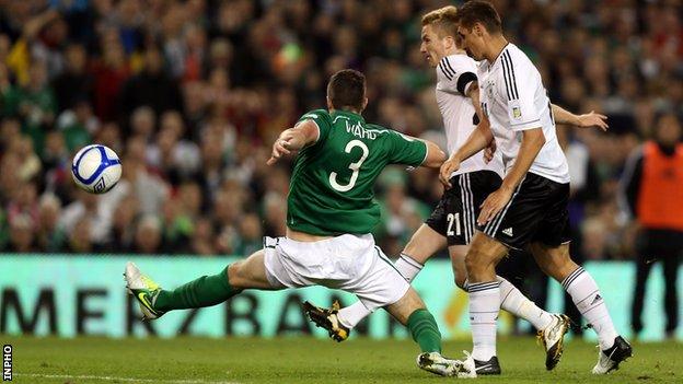 Marco Reus puts Germany into the lead against the Republic of Ireland