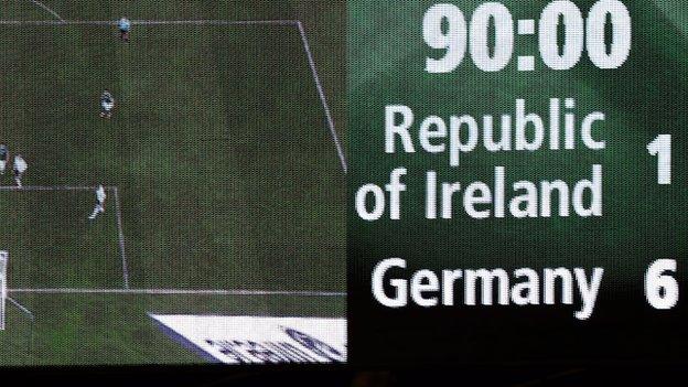 The final score between the Republic of Ireland and Germany