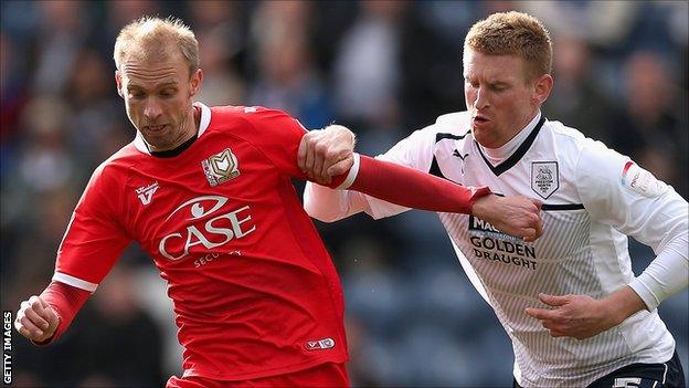 Preston defender Chris Robertson in action against MK Dons on Sunday