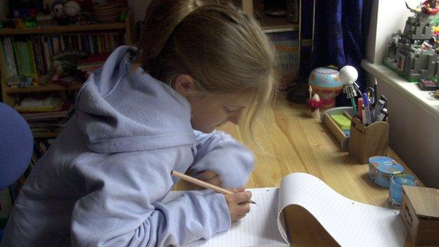 Girl doing homework