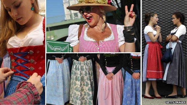 Women wearing dirndls