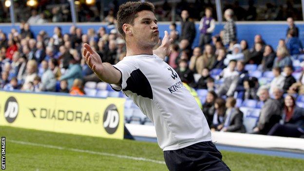 Ben Marshall celebrates his equaliser for Leicester